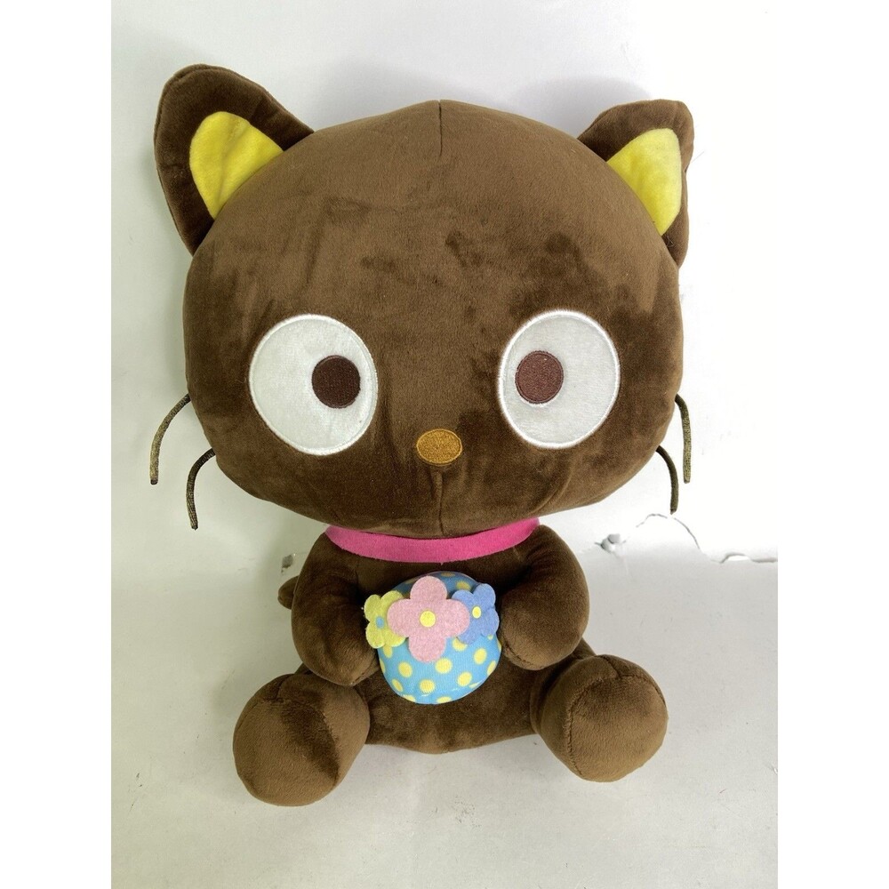 Sanrio Chococat Brown 2015 Plush Stuffed Toy Holding Flower Pot FLAWED